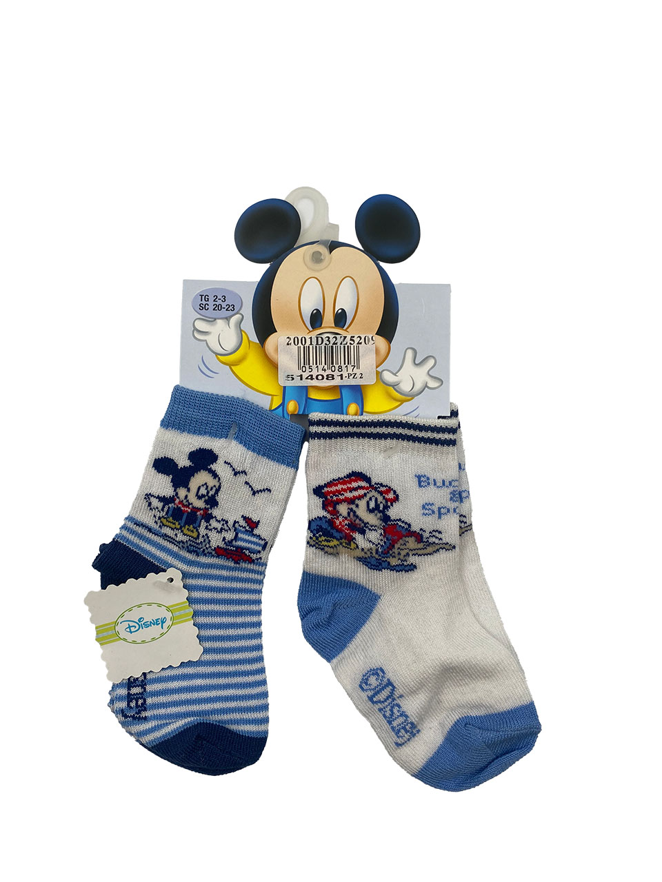 Calzini corti bambino Topolino cotone estivo NCMWD 2PZ azzurro fronte