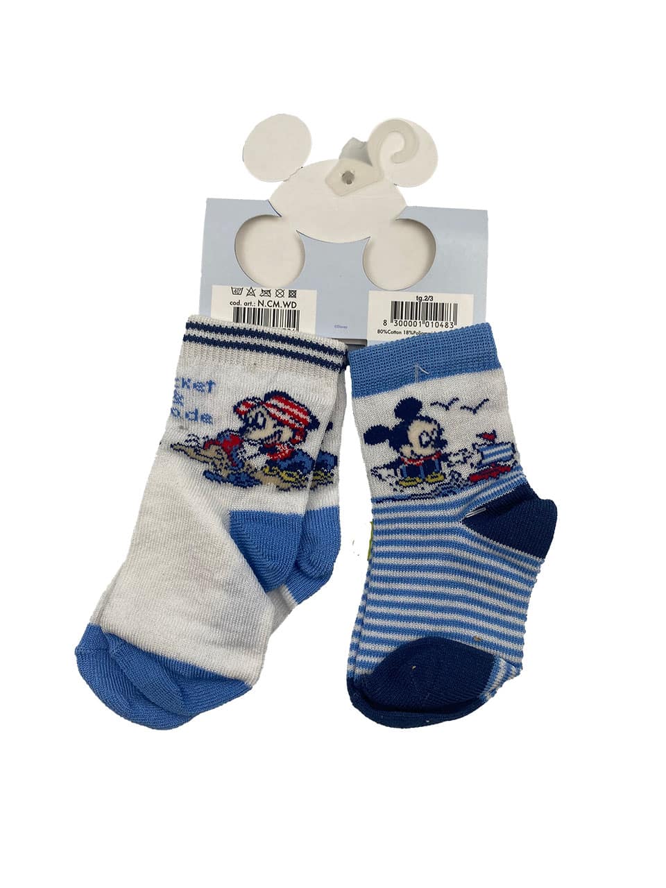 Calzini corti bambino Topolino cotone estivo NCMWD 2PZ azzurro retro