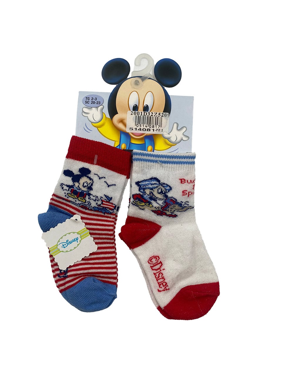 Calzini corti bambino Topolino cotone estivo NCMWD 2PZ rosso