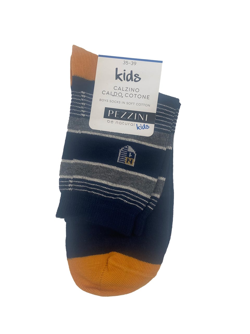 Calzini da bambino in caldo cotone Pezzini PAI21101 blu arancio