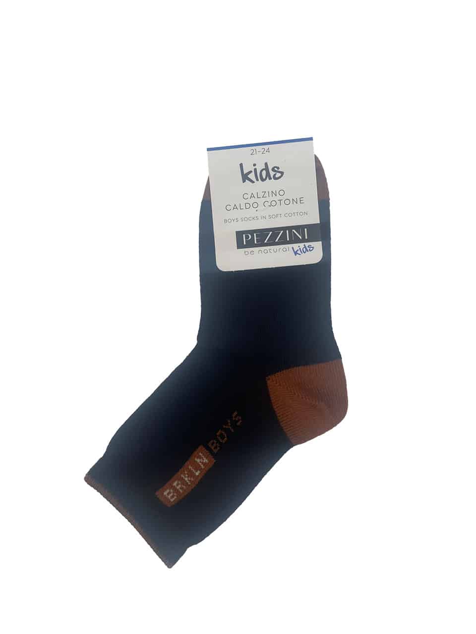 Calzini da bambino in caldo cotone Pezzini PAI21102 nero mattone