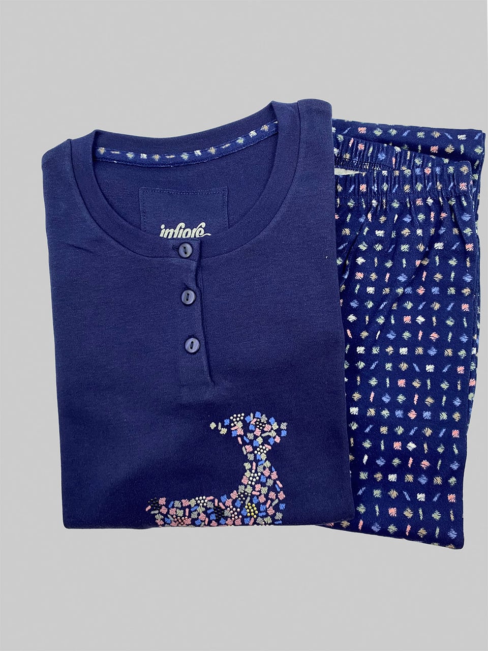 Pigiama donna caldo cotone Infiore GRF652838 blu