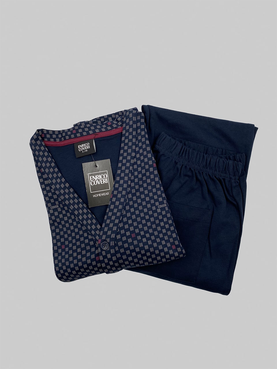 Pigiama uomo aperto invernale Enrico Coveri EP2205 blu