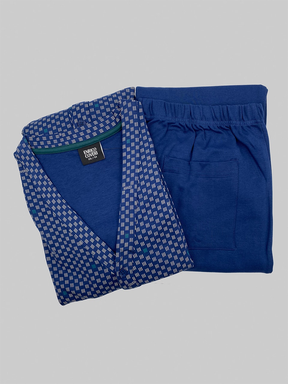 Pigiama uomo aperto invernale Enrico Coveri EP2205 denim