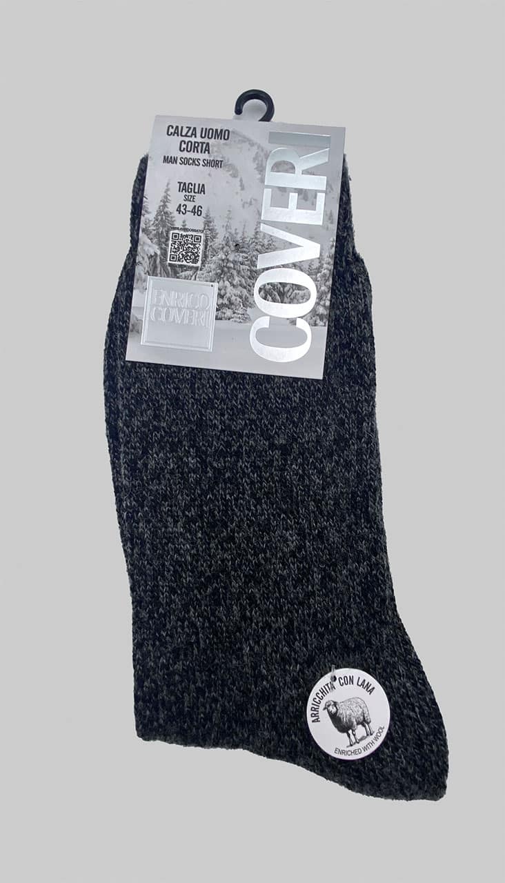 Calze di lana per uomo corte Enrico Coveri LAINE antracite