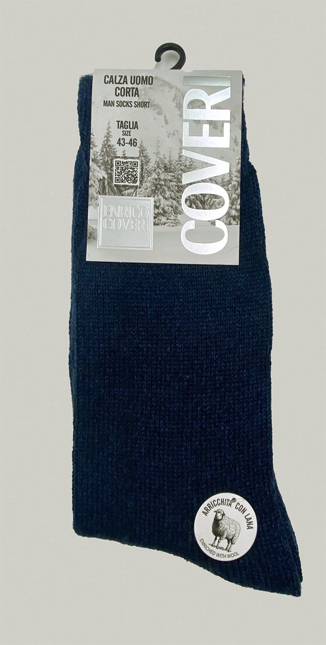 Calze di lana per uomo corte Enrico Coveri LAINE blu