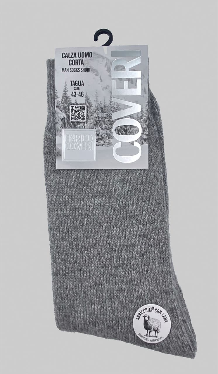 Calze di lana per uomo corte Enrico Coveri LAINE grigio chiaro