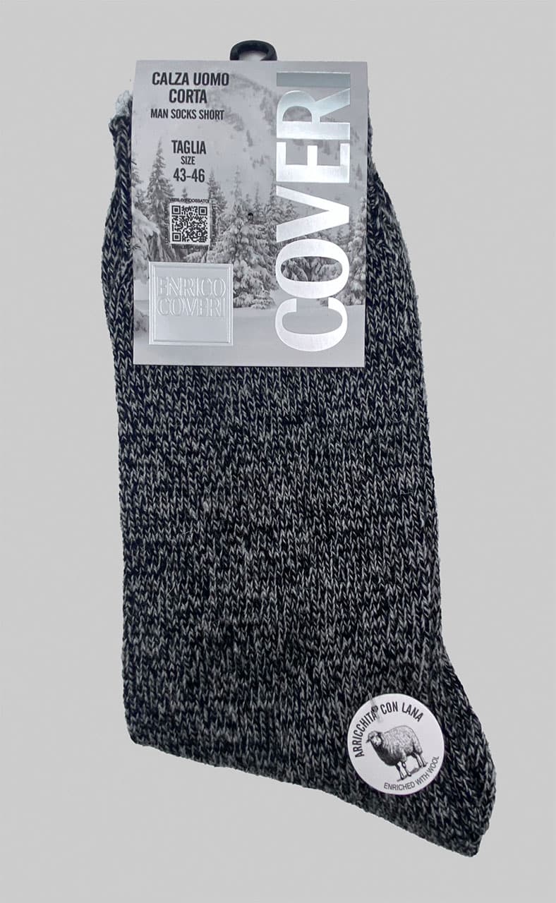 Calze di lana per uomo corte Enrico Coveri LAINE grigio melange