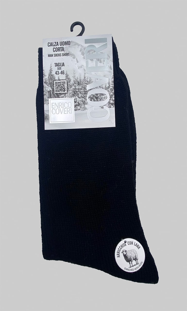 Calze di lana per uomo corte Enrico Coveri LAINE grigio melange NERO