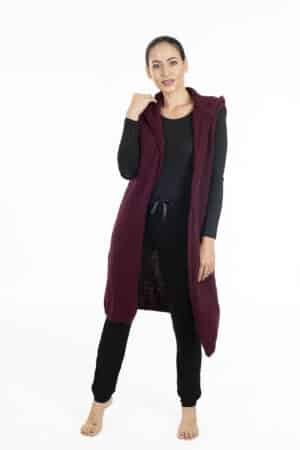 Cardigan smanicato donna Verdissima 72.W3CMM71 bordeaux
