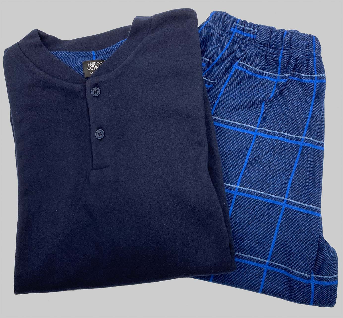 Pigiama uomo invernale in punto milano Coveri EP2217 blu