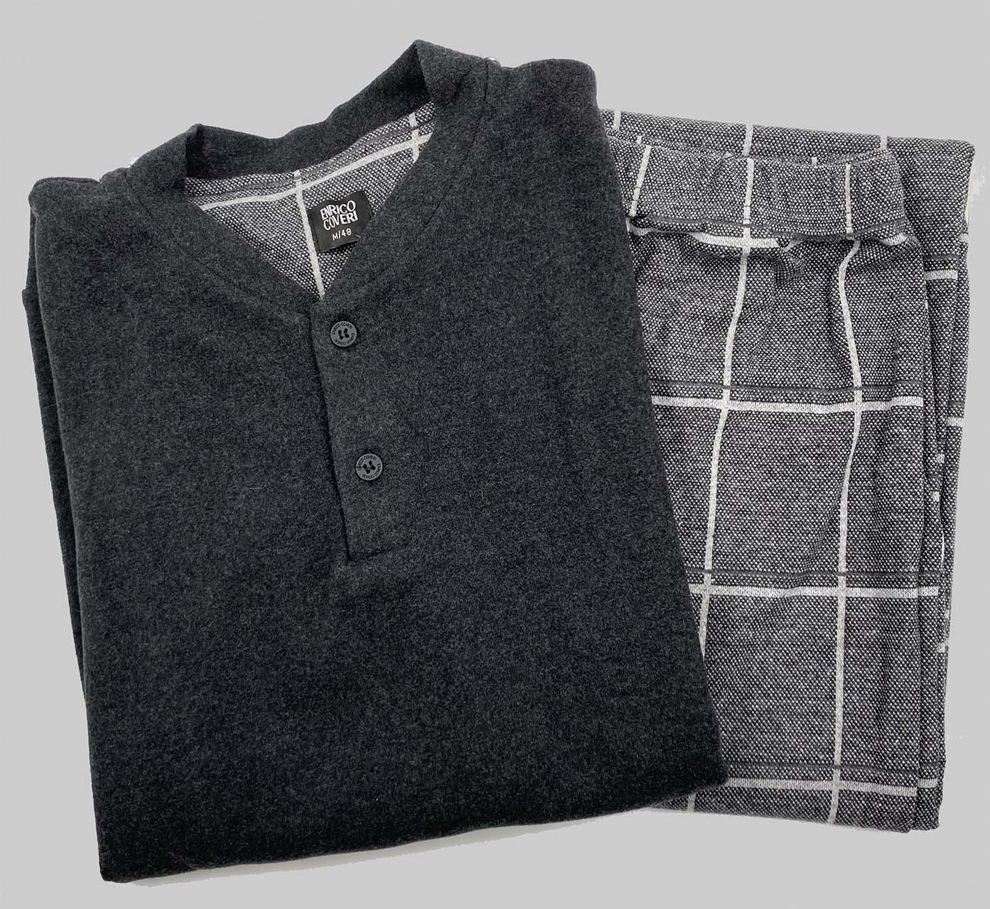 Pigiama uomo invernale in punto milano Coveri EP2217 piombo