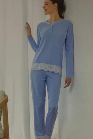 Pigiama donna taglie forti estivo Il granchio GP5125C cielo