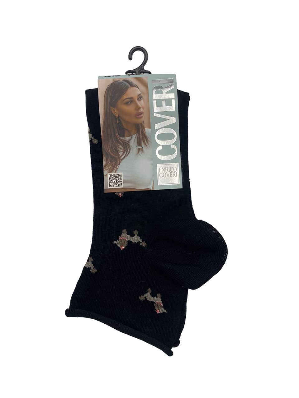 Calzini donna cotone estivi fantasia Coveri Urban 10 nero