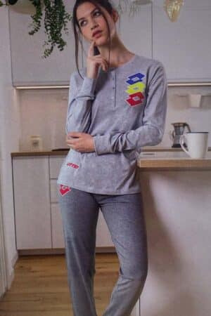 Pigiama in cotone donna con bottoni Lotto LP5135 grigio foto