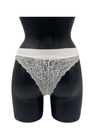 Brasiliana taglio laser con pizzo Jadea 8015 bianco retro