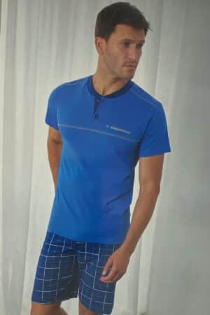 Pigiama uomo corto serafino Il Granchio GP1155 denim foto