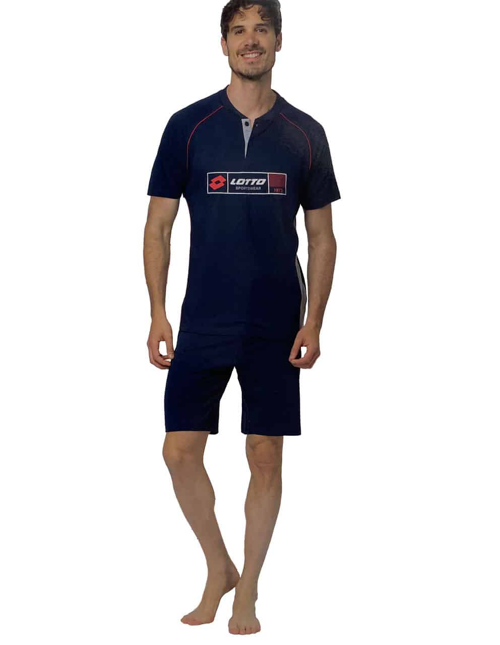 Pigiama uomo taglie forti corto Lotto LP1237C blu foto