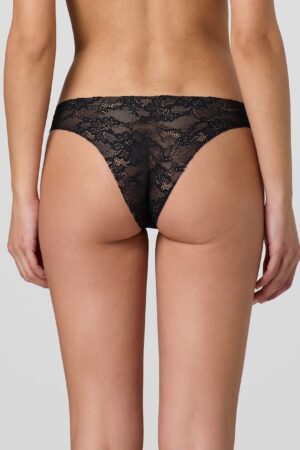 Slip brasiliana senza cuciture in pizzo Jadea 8021 nero retro