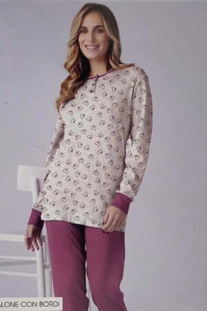 Pigiama donna caldo cotone fantasia Karelpiù KF9062PLAD