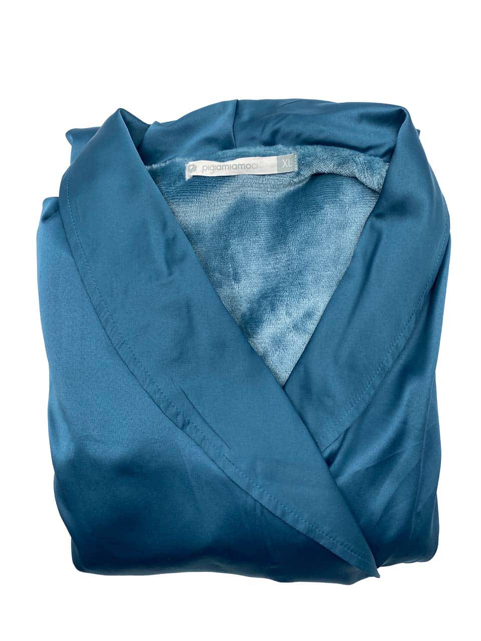 Vestaglia da donna invernale in raso Pigiamiamoci 3575V PETROLIO